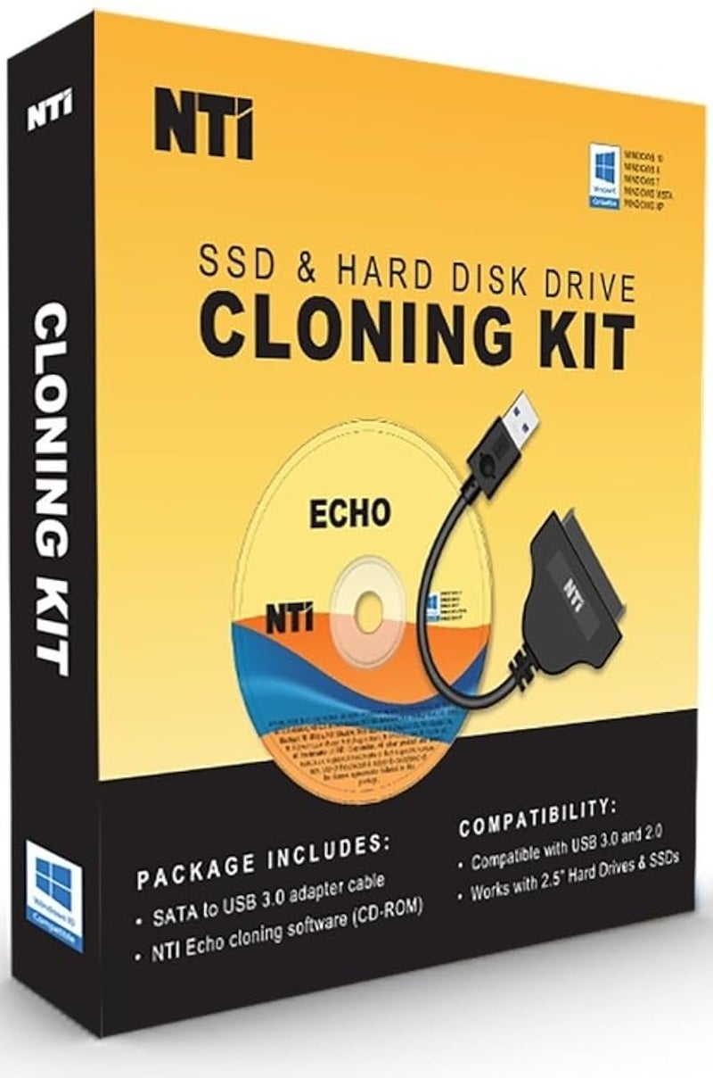 Nti مجموعة استنساخ NTI | الإصدار 6 الجديد من برنامج استنساخ NTI | الأفضل لترقيات SSD و HDD | برنامج عبر التنزيل | محول SATA إلى USB متضمن لـ 2.5" SSD و HDD - Image 1